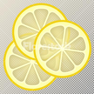 Three Slices of Lemon - Vector illustration on transparent, changeable background. The slices can be used separately.