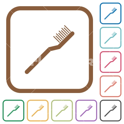 Toothbrush simple icons - Toothbrush simple icons in color rounded square frames on white background