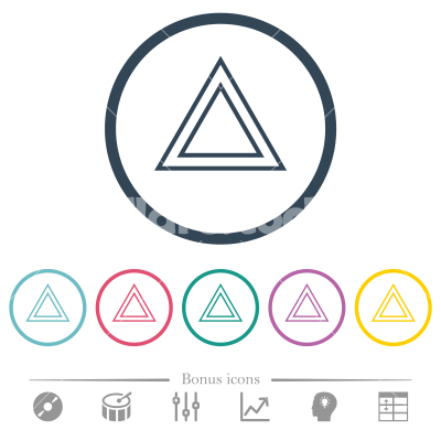 Traffic emergency triangle flat color icons in round outlines - Traffic emergency triangle flat color icons in round outlines. 6 bonus icons included.