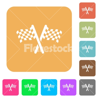 Two chequered flags rounded square flat icons - Two chequered flags flat icons on rounded square vivid color backgrounds.