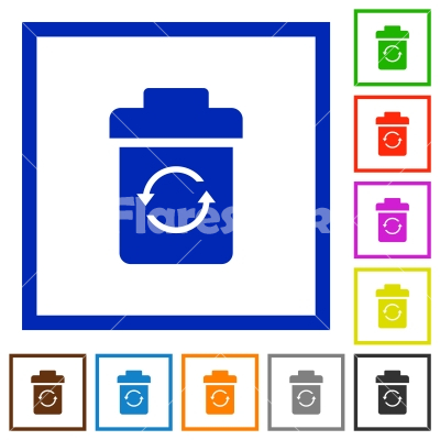 Undelete flat framed icons - Undelete flat color icons in square frames on white background
