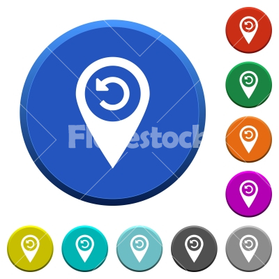 Undo GPS map location beveled buttons - Undo GPS map location round color beveled buttons with smooth surfaces and flat white icons