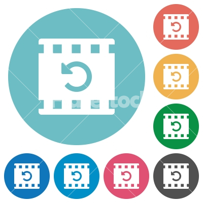 Undo movie changes flat round icons - Undo movie changes flat white icons on round color backgrounds