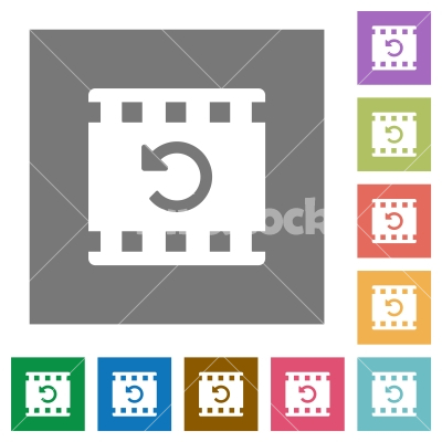 Undo movie changes square flat icons - Undo movie changes flat icons on simple color square backgrounds