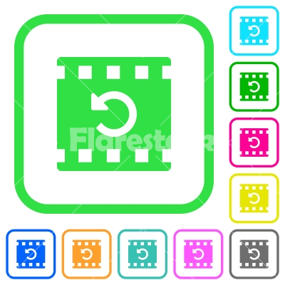 Undo movie changes vivid colored flat icons - Undo movie changes vivid colored flat icons in curved borders on white background