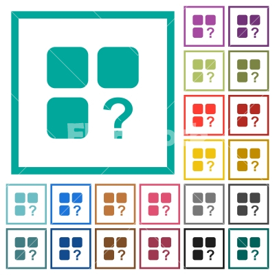 Unknown component flat color icons with quadrant frames - Unknown component flat color icons with quadrant frames on white background