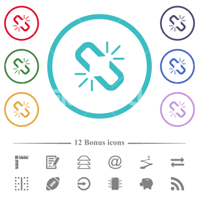 Unlink flat color icons in circle shape outlines - Unlink flat color icons in circle shape outlines. 12 bonus icons included.