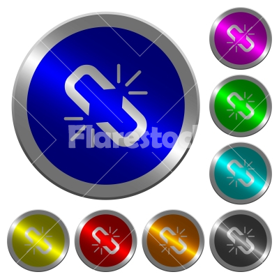 Unlink luminous coin-like round color buttons - Unlink icons on round luminous coin-like color steel buttons