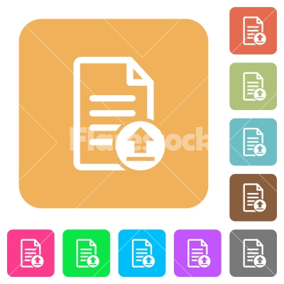 Upload document rounded square flat icons - Upload document flat icons on rounded square vivid color backgrounds.