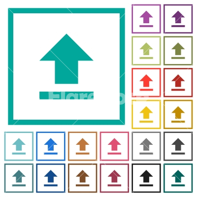Upload flat color icons with quadrant frames - Upload flat color icons with quadrant frames on white background