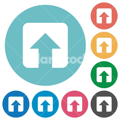 Upload flat round icons - Upload flat white icons on round color backgrounds - Free stock vector