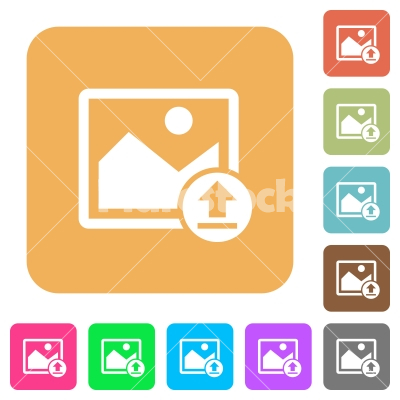 Upload image rounded square flat icons - Upload image flat icons on rounded square vivid color backgrounds. - Free stock vector