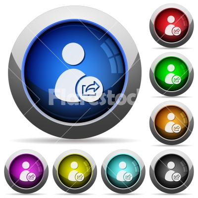 User account export data round glossy buttons - User account export data icons in round glossy buttons with steel frames