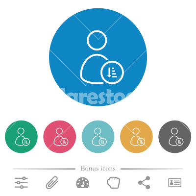 User sort ascending outline flat round icons - User sort ascending outline flat white icons on round color backgrounds. 6 bonus icons included.