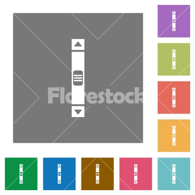 Vertical scroll bar square flat icons - Vertical scroll bar flat icons on simple color square backgrounds