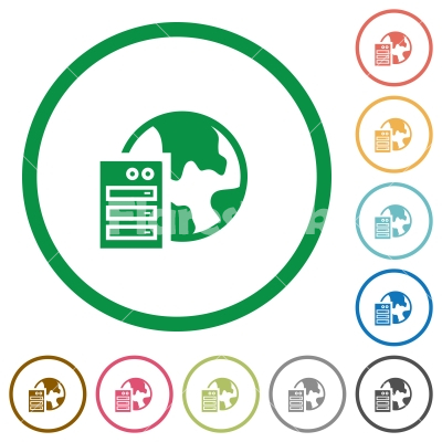 Web hosting outlined flat icons - Set of Web hosting color round outlined flat icons on white background
