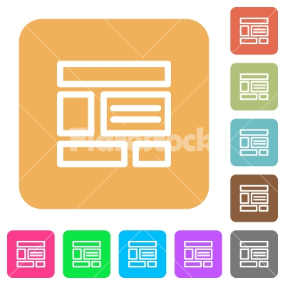 Web layout rounded square flat icons - Web layout icons on rounded square vivid color backgrounds.