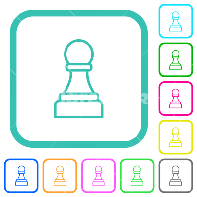 White chess pawn vivid colored flat icons - White chess pawn vivid colored flat icons in curved borders on white background