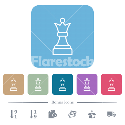 White chess queen flat icons on color rounded square backgrounds - White chess queen white flat icons on color rounded square backgrounds. 6 bonus icons included