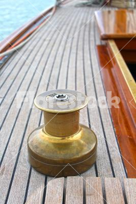 Windlass - Bronze windlass on teak deck