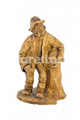 Wooden statue - Hand-carved statue isolated on white background
