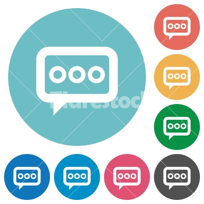 Working chat flat round icons - Working chat flat white icons on round color backgrounds