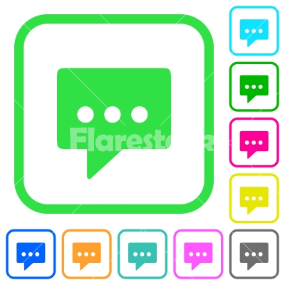 Working chat vivid colored flat icons - Working chat vivid colored flat icons in curved borders on white background