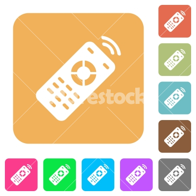 Working remote control rounded square flat icons - Working remote control flat icons on rounded square vivid color backgrounds.
