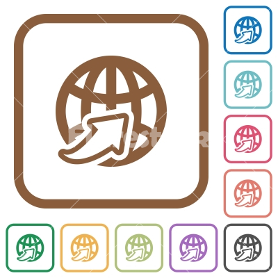 Worldwide simple icons - Worldwide simple icons in color rounded square frames on white background