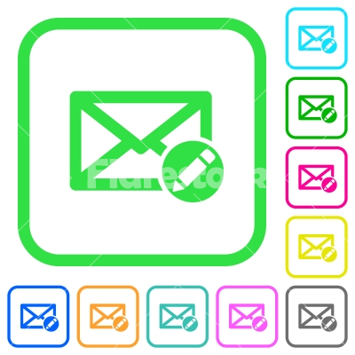 Write mail vivid colored flat icons - Write mail vivid colored flat icons in curved borders on white background