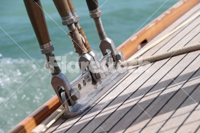 Yachting - Teak wood deck of a classic yacht