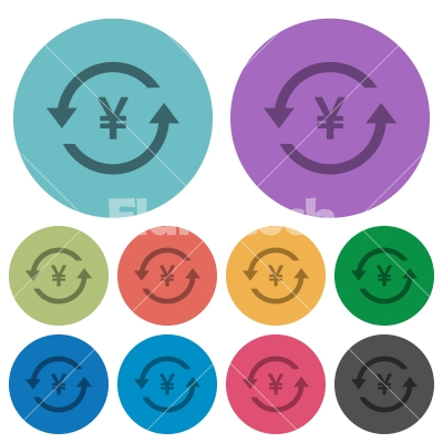 Yen pay back color darker flat icons - Yen pay back darker flat icons on color round background