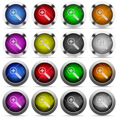 Zoom in button set - Set of zoom in glossy web buttons. Arranged layer structure.